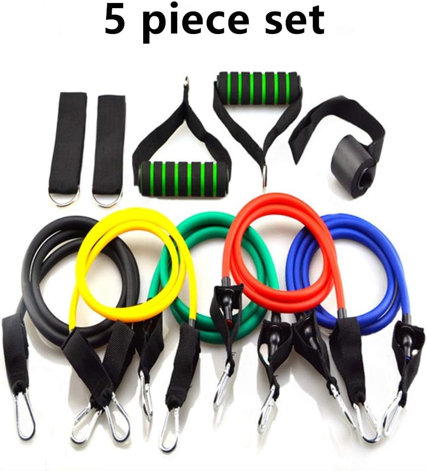 5-Piece Pull Rope Pull Rope Exercise Resistance Band Set Fitness Tube Door Anchor, Ankle Strap, Ring Yoga Fitness for Men And Women