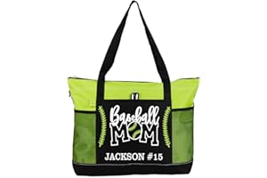 Baseball/Softball/Softball/Softball Mom Tote Handbag, Large Oversize Canvas Sports Travel Zippered Tote Bag with Pocket, Shop