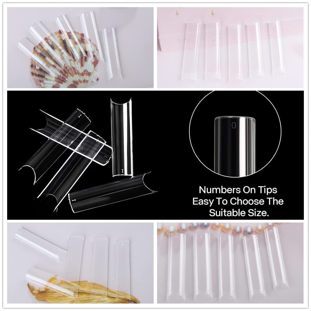 UNA GELLA Nail Tips Square XXL Tips 120 PCS No C Curve Gel Tips Extra Long Square Straight Nails Half Fake Nail Tips No Trace for Acrylic Nails Tips for Home DIY with Box - Image 6