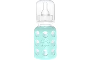 Lifefactory Glass Baby Bottle with Protective Silicone Sleeve and Stage 1 Nipple Mint 4 Oz 1 Count (Pack of 1) (LF110013C4)