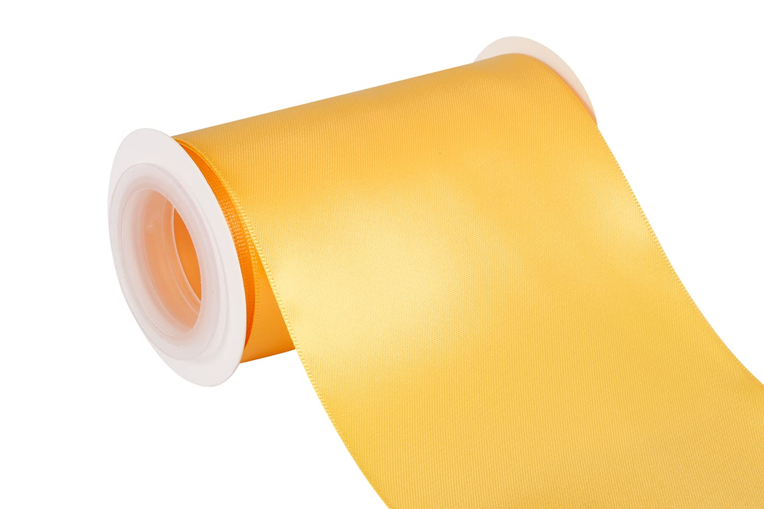Joycrosso 100mm Double Faced Satin Ribbon 4.5 Meters-Roll Set for Chair Sash Gift Wrapping Party Favor Home Decoration Craft Supplies, Yellow Gold