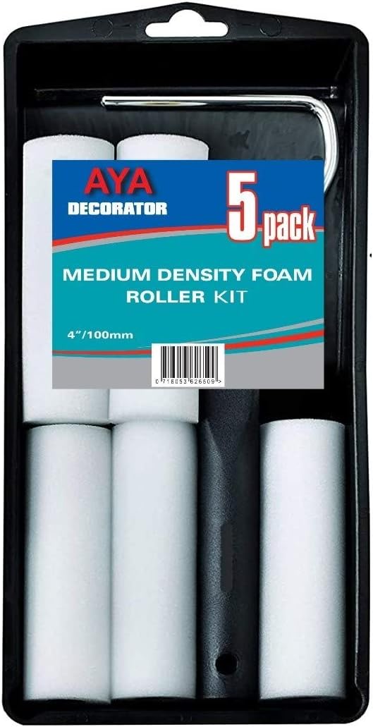 U-Excel 11-Piece Kit for Smooth Painting 4 Inch Foam Roller and Medium Pile Roller Set including Roller Frame Handle