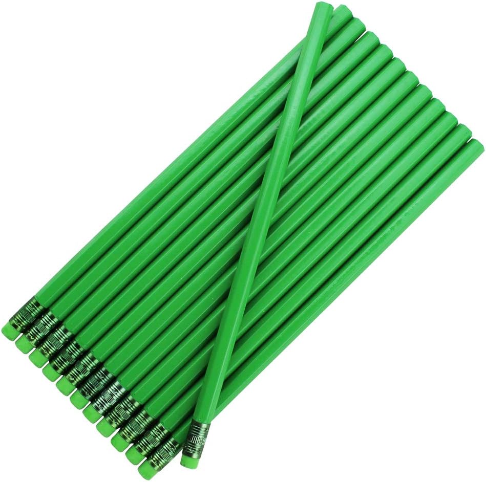 ezpencils Blank Pencils Bulk – Hexagon Pencils – Light Green Barrel and Eraser – Package of 10 - Non-Personalized - 2HB Black Lead - School - Office - Blanks - Non-smear eraser
