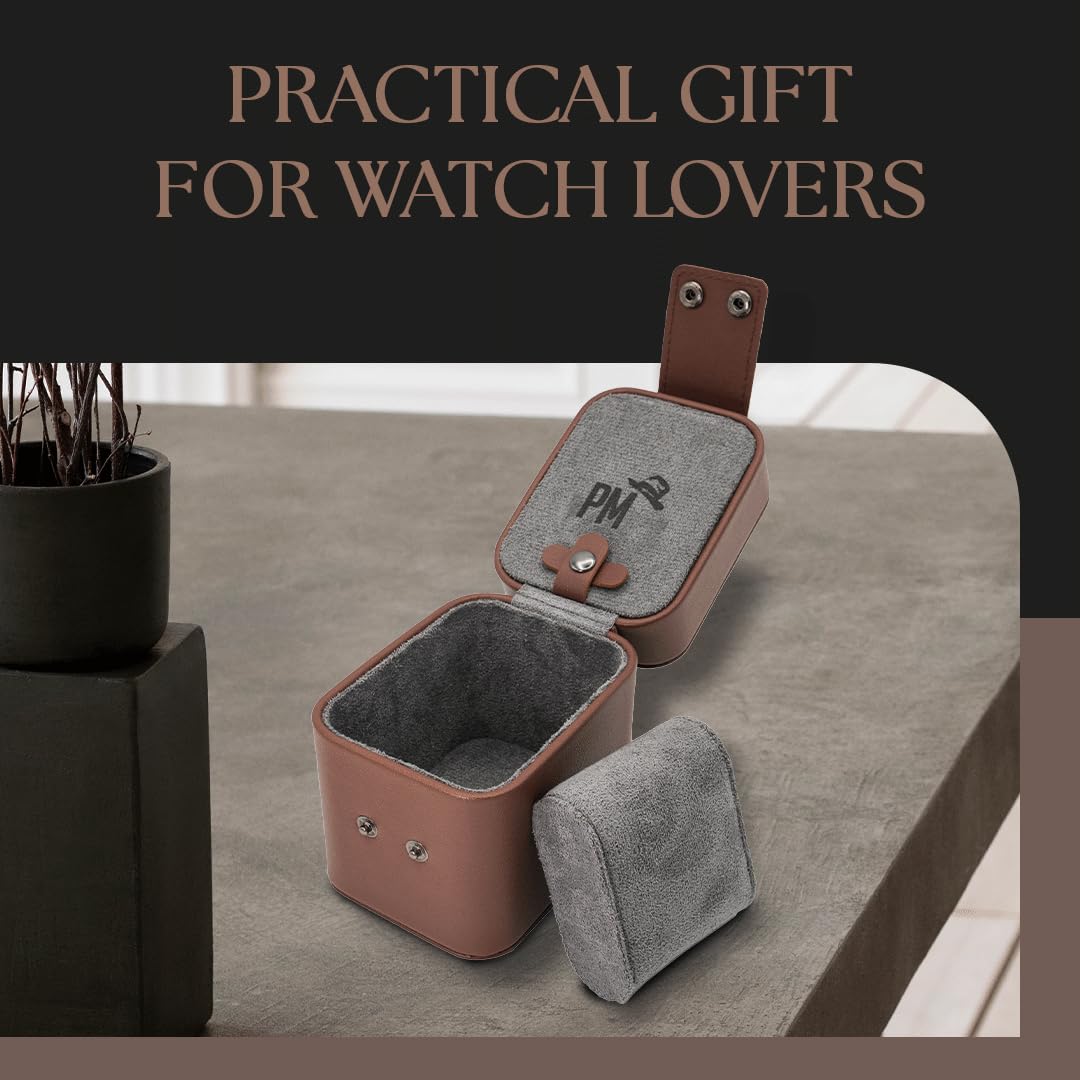 Penitent Man Leather Watch Travel Case for Men - Smart Watch Jewelry Organizer and Pillow Case