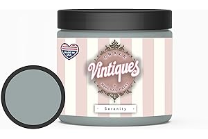 Vintiques Chalk & Mineral Paint plus color card, Matte Finish- Easy Application for DIY Projects - Furniture, Wood, Metal, Home Decor and More, Serenity, 8oz