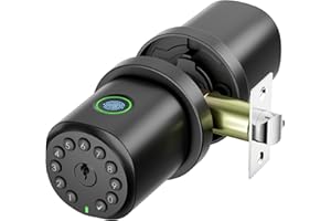 Fingerprint Indoor Door Knob Lock with Keypad(Single-Sided), Biometric Door Knob, Auto-Lock for Interior Doors for Bedroom, H