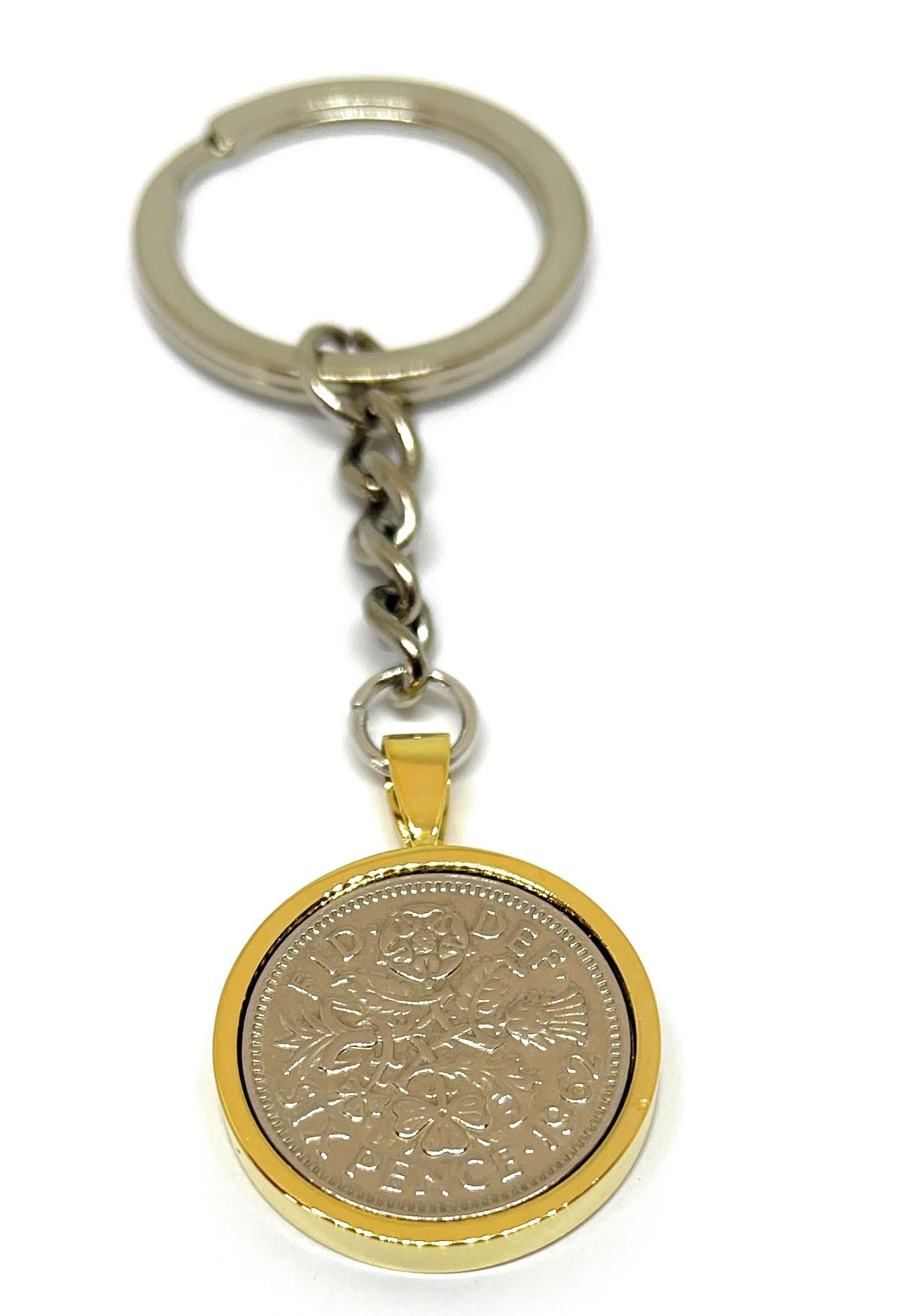1962 60th Birthday Keyring-British Sixpence Keyring- Mum, Dad, Brother, Sister- 60th Birthday-Coin Keyring, Sixpence Coin, 60th Anniversary GLD