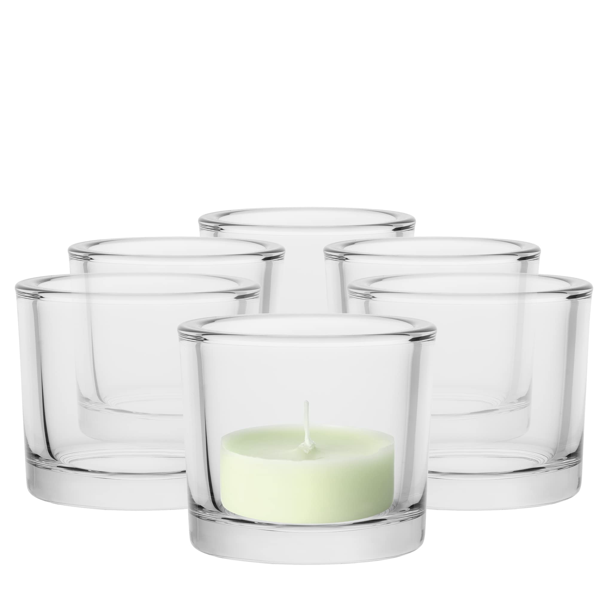 Trend For Home Candle Holders Glass Vase Candle Holder Votive Tea Light Candle Holders, Set of 6, Tealight Candle Glass Holder Glass Container, Collection Luna, 9x9x8 cm, Transparent