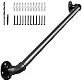 ZeroPone Wall Handrail 3ft for Stairs Steps,Metal Staircase Handrail,Black Galvanized Industrial Iron Hand Rail for Indoor & Outdoor Wall Mount Support,Iron Banister Rail, Safety Grab Handle