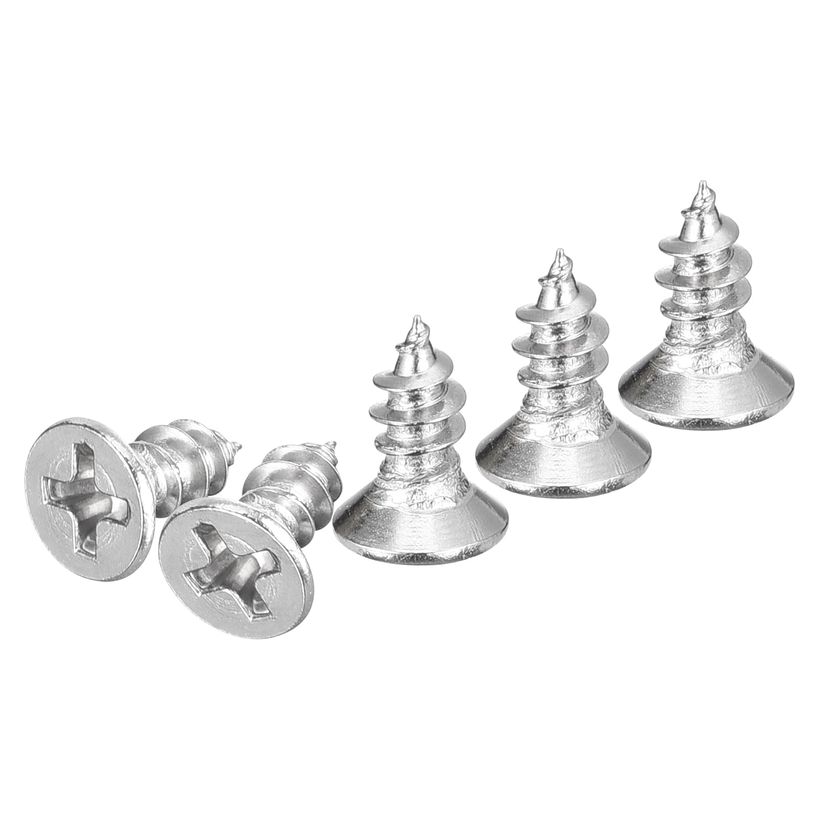 DTGN 100Pcs M4x8mm Flat Head Wood Screws, 304 Stainless Steel Phillips Self Tapping Screws - Good for Woodworking, Furniture - Silver — image 1