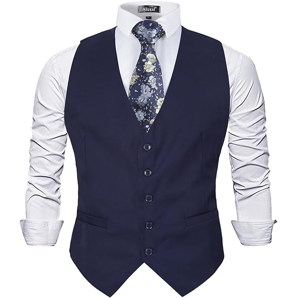CXFOVIOVA Mens Double Breasted Suit Vest with 6 Buttons Slim Fit