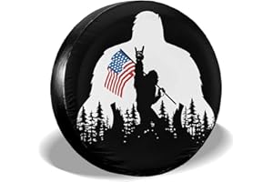 cozipink Bigfoot American Flag Camping Spare Tire Cover Wheel Protectors Weatherproof Wheel Covers Universal Fit for Trailer Rv SUV Truck Camper Travel Trailers Accessories 14in