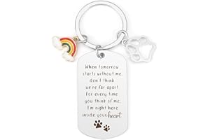 DAYOFUN Dog Memorial Keychain Gifts for Loss of Dog Sympathy Gift Dog Bereavement Gifts for Women Men When Tomorrow Starts Without Me Keyring Rainbow Bridge Pet Lovers Memorial Gifts for Dogs Cat Paw Presents