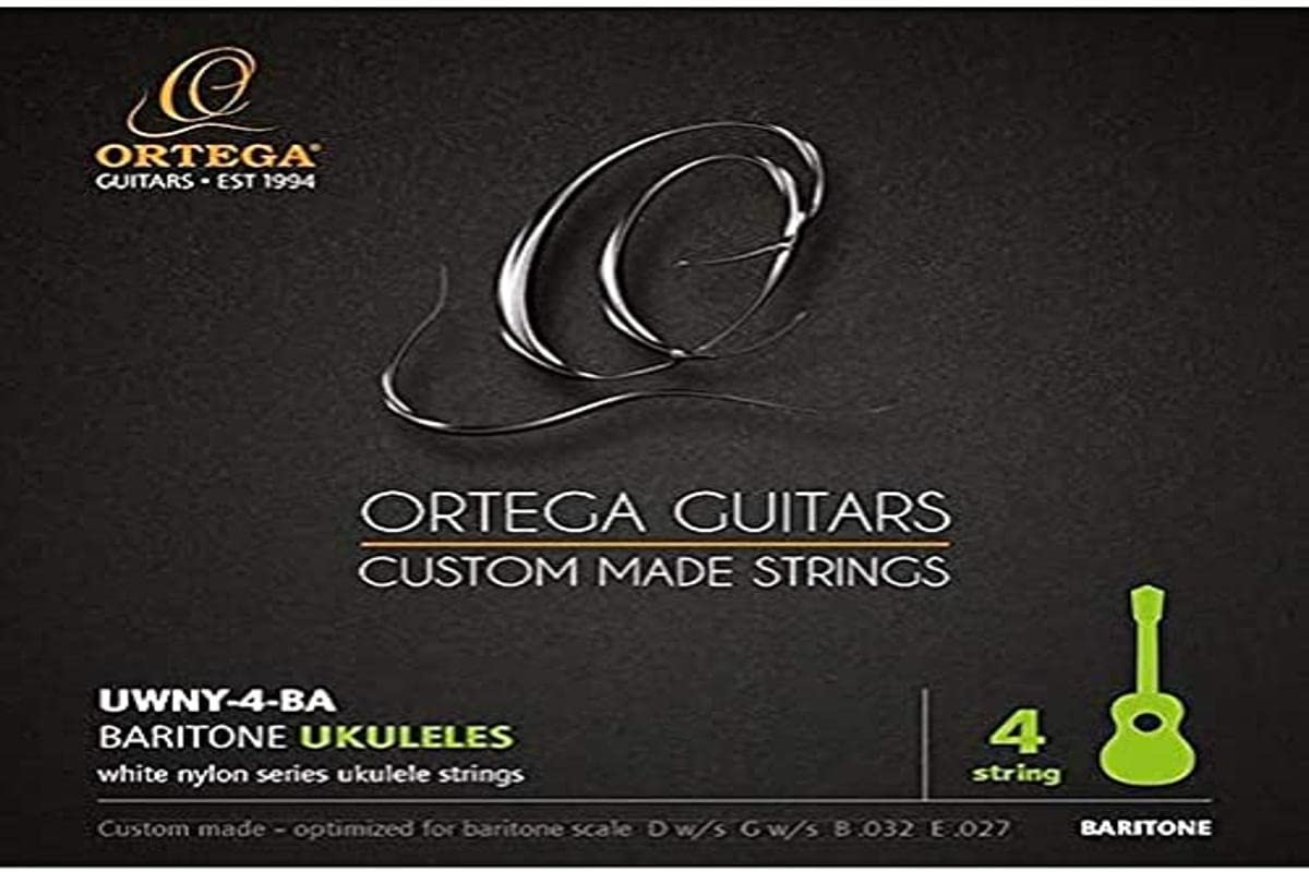 Ortega Guitars Baritone Ukulele Strings – Custom Made Strings Series – Nylon/Silver Plated (UWNY-4-BA)
