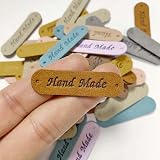 Borsgye 50PCS PU Leather Tags Handmade Embossed Labels for Crafts view 6