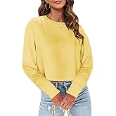 Tankaneo Womens Long Sleeve Crop Tops Loose Fit Fall Cropped Tshirt 2026 Crew Neck Casual Shirts