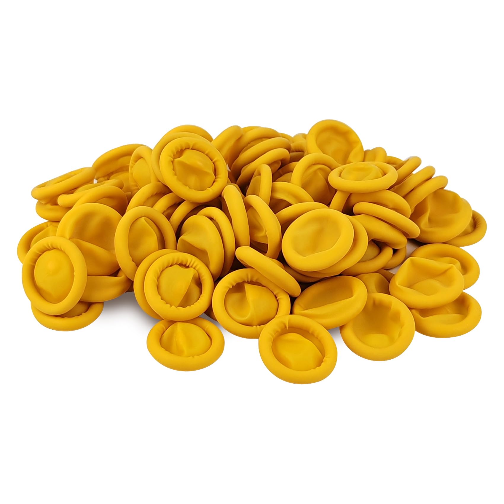Photo 1 of 100 Pcs Disposable Finger Cots, Large Latex Finger Protectors for Clean and Dry Protection, Rubber Fingers Tips Tips for Beauty and Electronic Repair (Large Yellow)