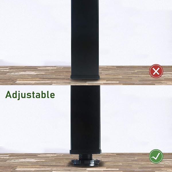 QLLY 27.5 INCH / 70CM ADJUSTABLE METAL DESK LEGS, SQUARE OFFICE TABLE FURNITURE LEG, SET OF 4 (27.5 INCH, BLACK)