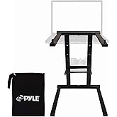 Pyle Portable Folding Laptop Stand - Foldable Laptop Stand with Adjustable Height, Secondary Accessory Tray for iPad, Tablet, DJ Mixer, Workstation, Gaming, Home Use and Carrying Bag Included
