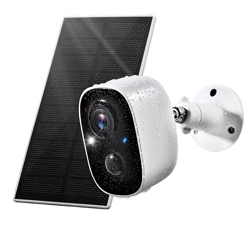 2K Solar Powered Security Camera Outdoor - Wireless WiFi, 360° PTZ, Color Night Vision, AI Detection, 2-Way Talk (Includes 64GB Card)