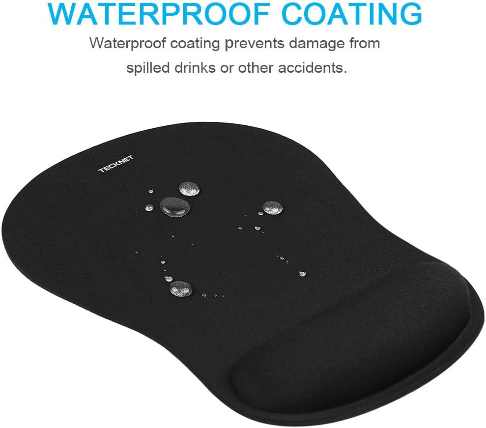 TeckNet Ergonomic Gaming Office Mouse Pad Mat Mousepad with Rest Wrist Support - Non-Slip Rubber Base - Special-Textured Surface (Black): Computers & Accessories
