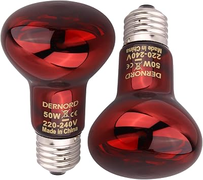 DERNORD Infrared Red Light 50W Reptile Heat Lamp 2 Pack E27 220-240V