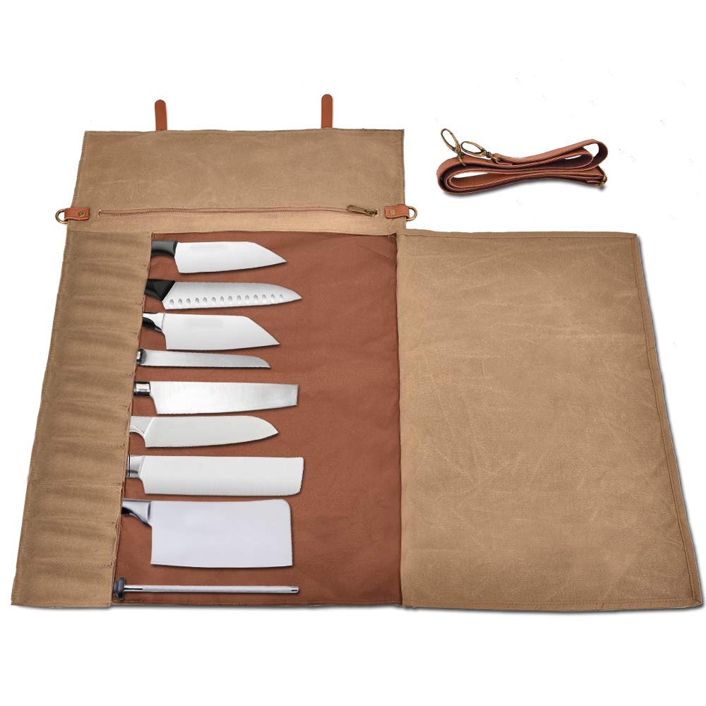 Chef Knife Storage Roll Bag,10 Separate Slots, Handmade,Durable