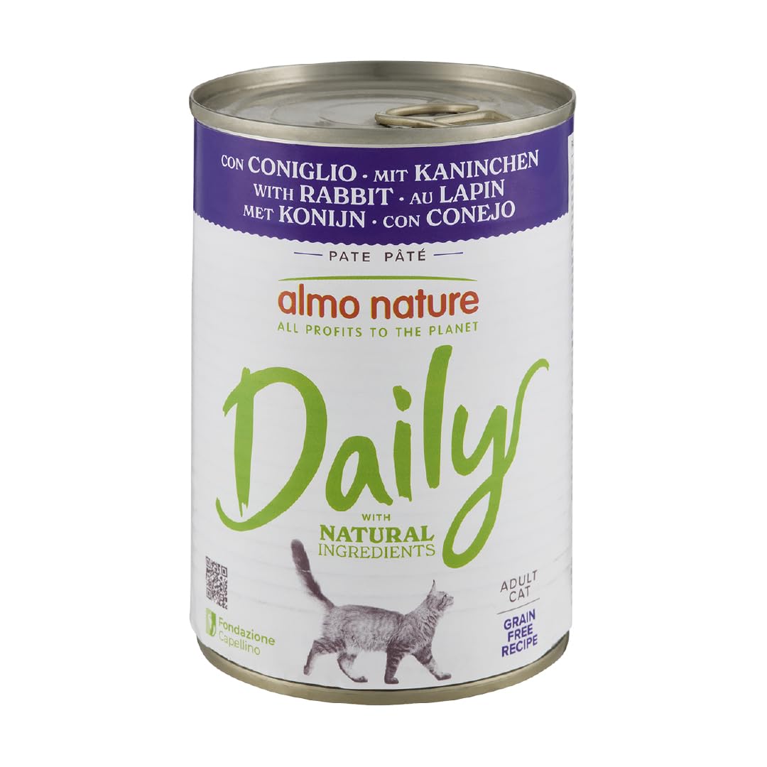 Almo Nature Daily - Wet Cat Food - Paté - Rabbit - 400 g, Pack of 24
