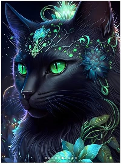 Tomoyuki 5D Diamond Art Kit Black Cat Diamond Painting DIY Pictures