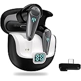 KASOTT 2.4GHZ Wireless Gaming Earbuds,30MS Low-Latency,Bluetooth 5.4,with ANC Active Noise Cancelling,USB-C Dongle Included-Compatible with Meta Quest 3/2,Steam Deck,PS5/4,VR,PC,Switch (Black)