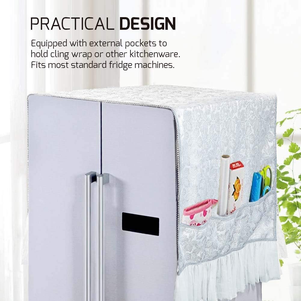 ZNYSMART Fridge Caddy Kitchen Refrigerator Storage Organizer Bag Dust Proof Cover Home Decor (32x79in For Double Door Bigger Fridge)