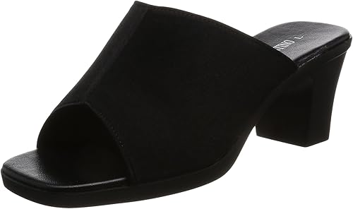 Amazon ルチアーノ バレンチノ 日本製 6 5cmヒール 美脚オフィスサンダル サテン黒 Im3900 レディース ファッション サンダル