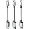 SUNGUY Short 6-inch Micro USB Cables, 3Pcs 0.5FT Android Charger Fast Charging Data Cord Compatible with Galaxy S6 S7 Edge, Charging Station, TV Stick, PS4, Chromecast, Android Phone