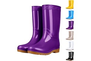 Women’s Wide Calf Rain Boots Waterproof & Lightweight - Anti-Slip Rubber Mud Boots for Gardening, Farming, Outdoor Lawn Care 