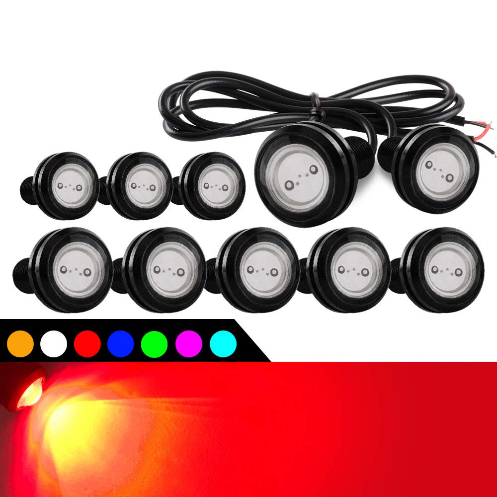 10pcs High Power 9W 23mm Eagle Eye LED Light DRL Fog Light Motorcycle Light Daytime Running Lights DRL Tail Backup Light Car Motor Clearance Marker Lights(Red)