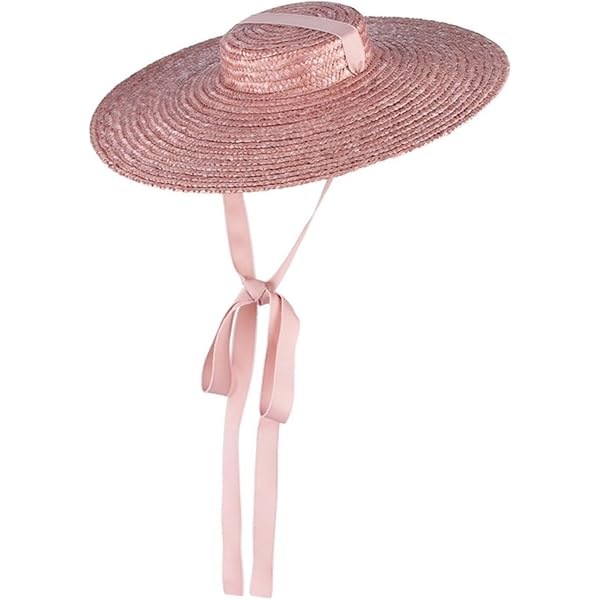 Women\'s Tan Boater Hat with Pink and Blue Accents LADIES BOATER HAT - Natural and Light Blue - Gold Coast Couture main image 2