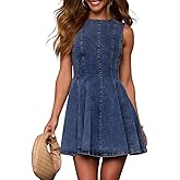 KDF Denim Dress for Women Sleeveless Babydoll Tank Jean Dress Slim Fit A-Line Summer Dresses for Women 2025