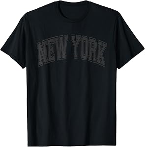 New York Arched Style Black Text and Outline T-Shirt