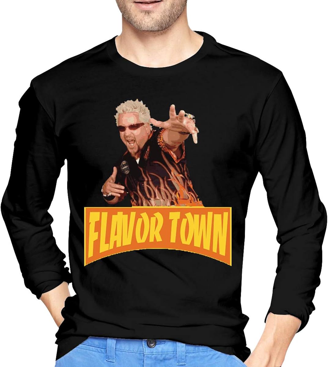 Guy Fieri to Flavortown Men Fashion Novel Graphics Crewneck Long Sleeve