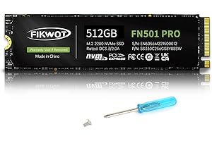 Fikwot FN501 Pro 512GB NVMe SSD - M.2 2280 PCIe Gen3 x4 Internal Solid State Drive with Graphene Cooling Sticker, Up to 3,500MB/s, SLC Cache 3D NAND TLC, Compatible with Laptop & PC Desktop