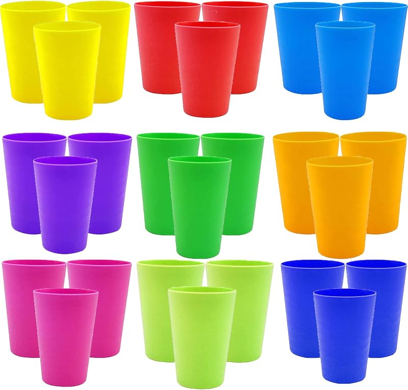 WAIZHIUA 27-Piece 260ml Plastic Cups 9 Colors Reusable Tumblers Set 27 pcs