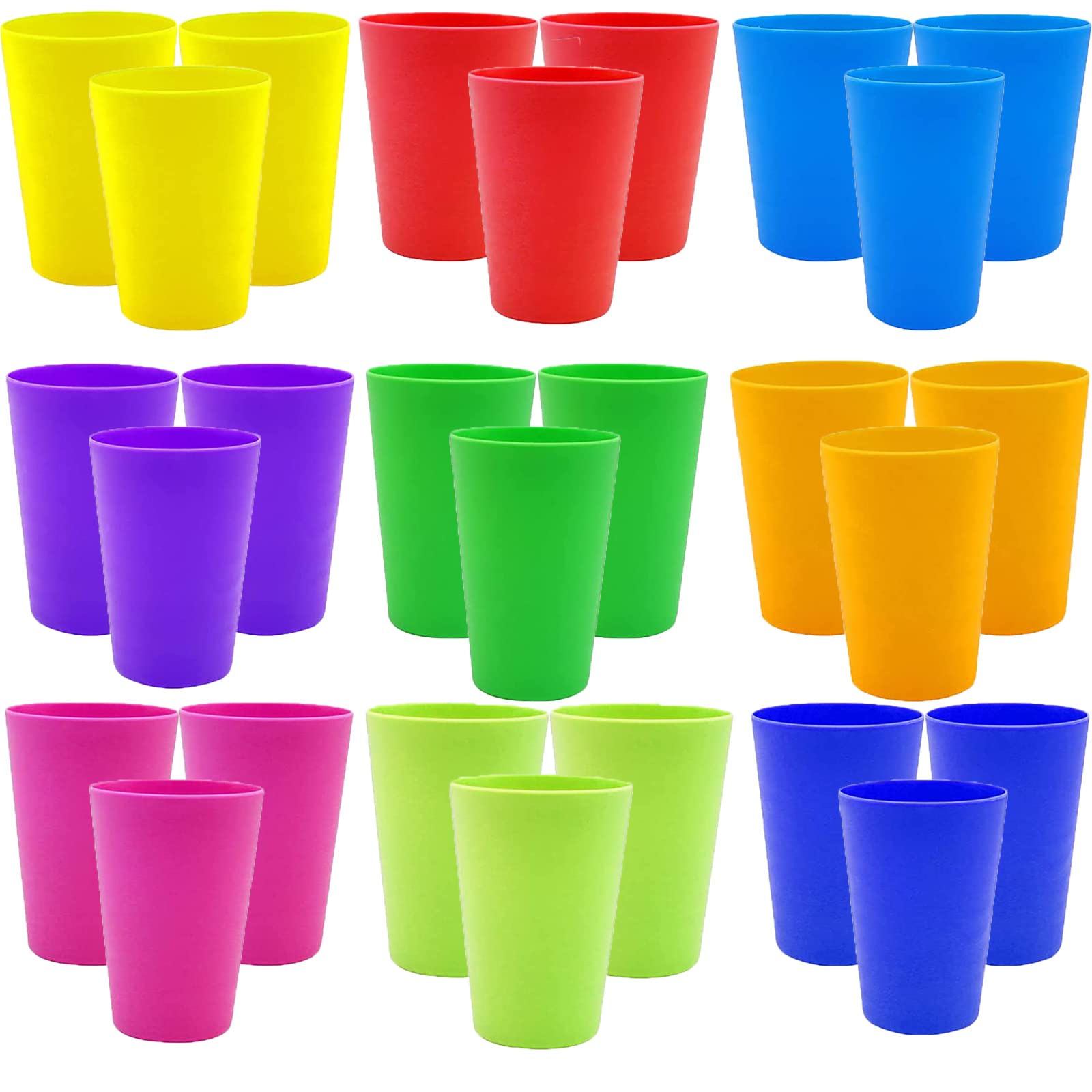 WAIZHIUA 27-Piece Plastic Cups, 260ml Reusable Drinking Cups, Plastic Tumblers Set for Children Kids, Kitchen, Outdoor Parties, Picnics, BBQ’s, Travels, 9 Colors