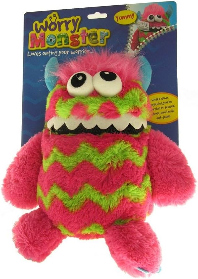 Worry Away Monster 9 Inch Plush Kids Children Soft Toy Animal Gift Bag Pink-Green