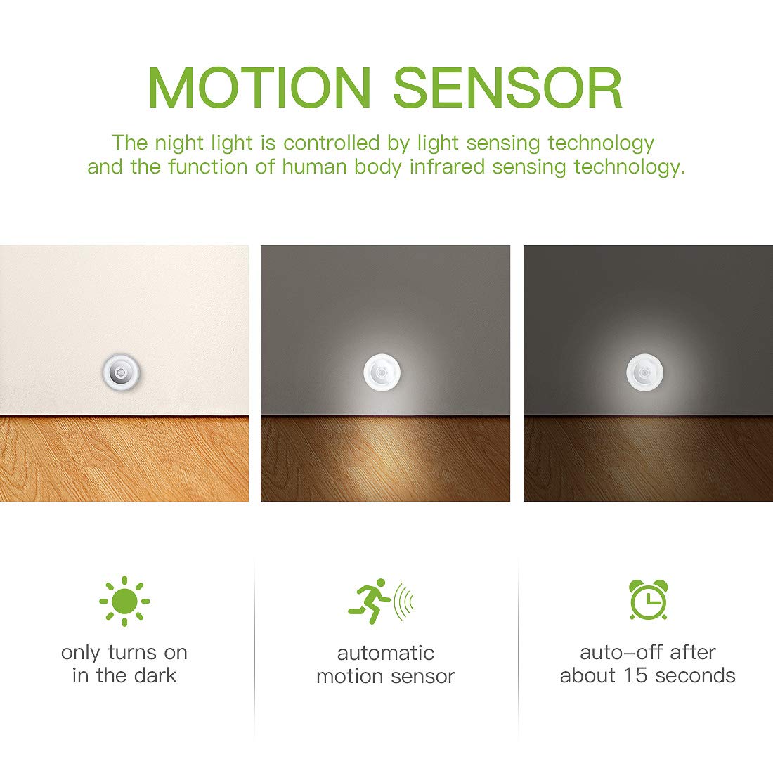 TAOCOCO Motion Sensor Night Light, Battery-Powered LED Night Lights for Kids Baby, Magnet Stick-on Stick-Anywhere Closet Light for Stair, Kitchen, Bathroom, Bedroom, Bar (2 Pack, White)