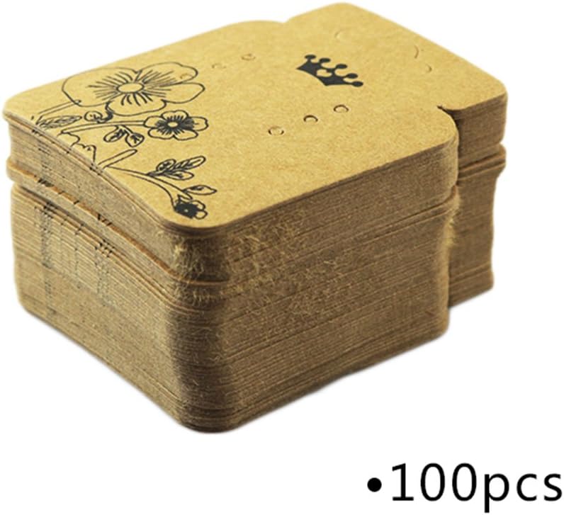 Milopon Jewellery Display Cards Tags Earring Ear Studs Display Hanger Cards Kraft Paper 100pcs