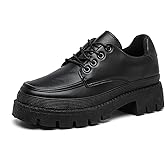 MEMON Oxford Shoes for Women,Platform Oxfords for Women,Low Heel Lace-Up Chunky Classic Oxford,Business Work Office Dress Shoes