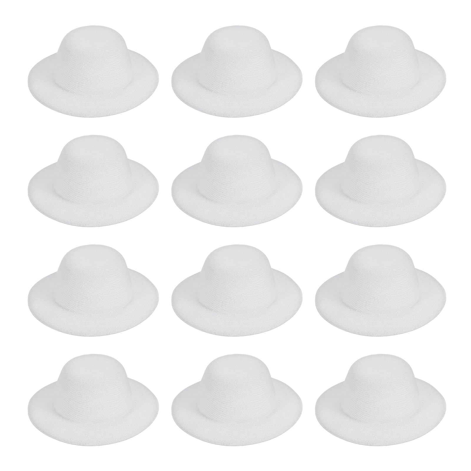 PATIKIL 1.6 Inch Mini Formal Hats, 12 Pcs Miniature Doll Hats Mini Top Hat for Crafts Hair Accessories Decorate Doll Snowman, White