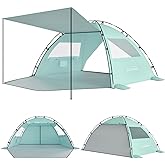 Elegear CumbreX™ Beach Tent Sun Shelter with Canopy, 4-5 Person Pop Up Beach Tent, Easy Setup UPF 50+ UV Protection Portable Lightweight Double Silver Coating Cabana Sun Shade Shelter - Green
