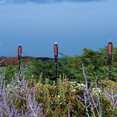 Backyadda Bamboo Tiki Torches for Outside with ExtraLarge (16oz) Metal