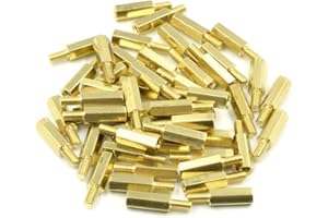 Hxchen M3 x 12mm + 6mm Male to Female Thread Brass Hexagon Hex Standoff Spacer Pillars - (50 Pcs)